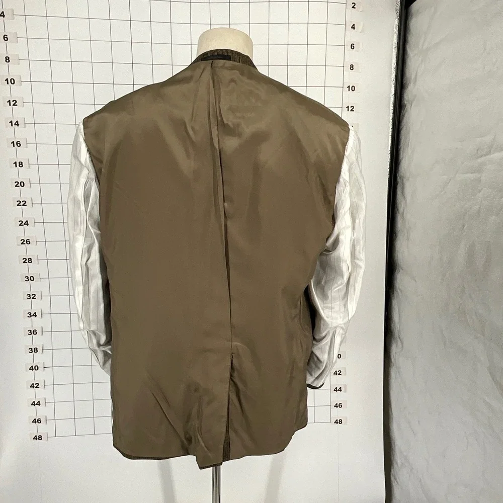 Chaps Est‎ 1978 Mens 46R Brown 100% Wool Micro Check 2 Button Blazer Sport Coat